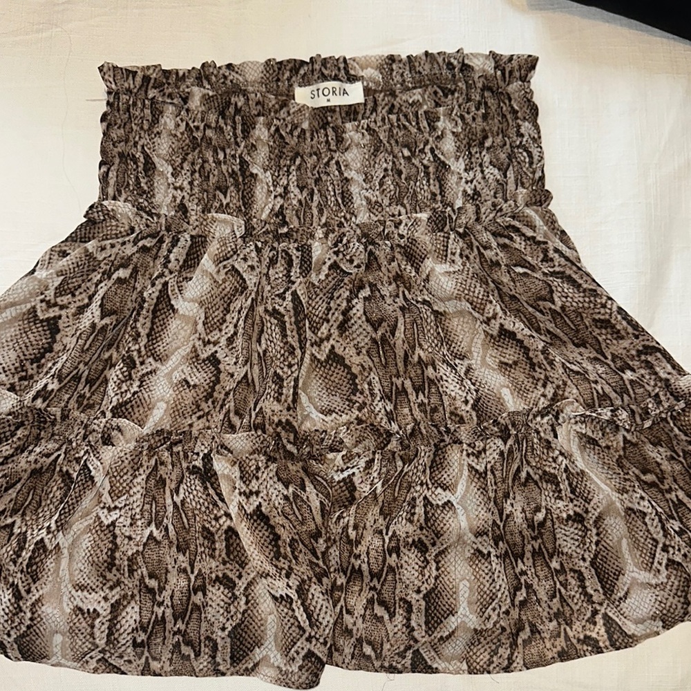 Storia Brown Cream Bubble Mini Skirt